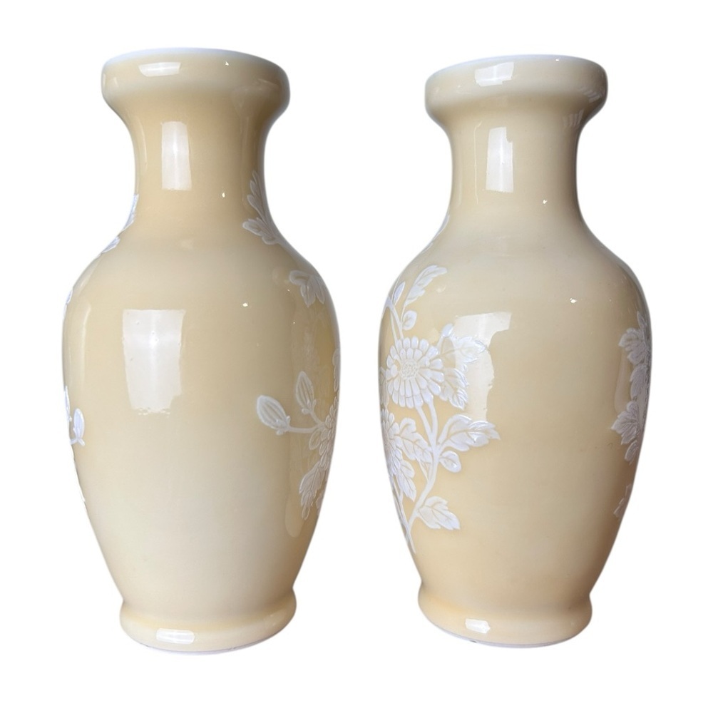 Antique Chinese Jingdezhen vases in glazed yellow porcelain, RARE Collectible - Picture 5 of 7